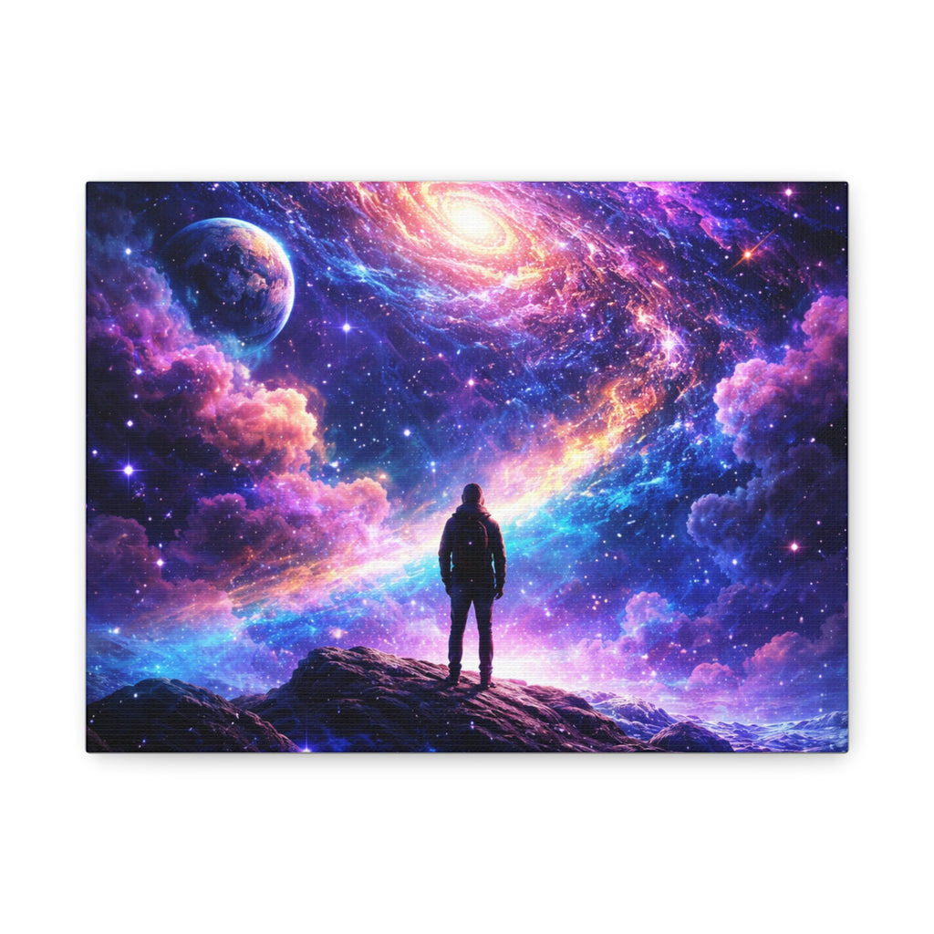 Cosmic Wanderer Matte Canvas Print — Stretched 1.25" Galaxy Wall Art