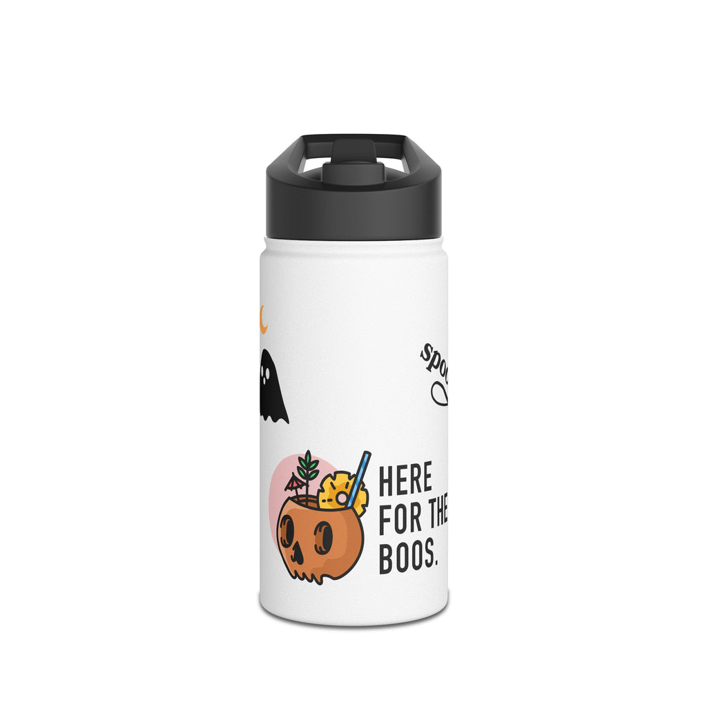 Halloween-Themed Stainless Steel Water Bottle, Here for the Boos, Travel Mug, Autumn Hydration, Ghost Design, Reusable Bottle