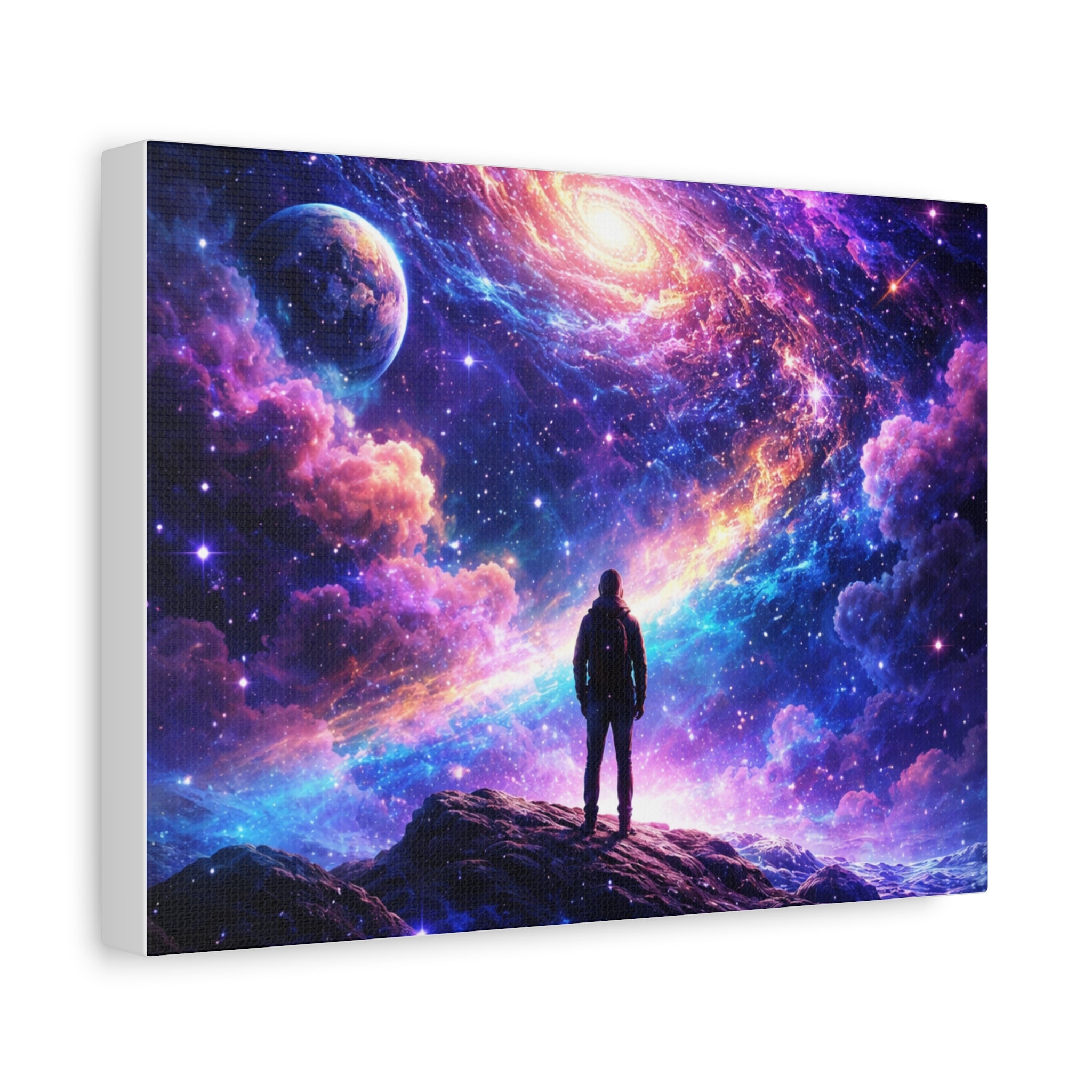 Cosmic Wanderer Matte Canvas Print — Stretched 1.25" Galaxy Wall Art